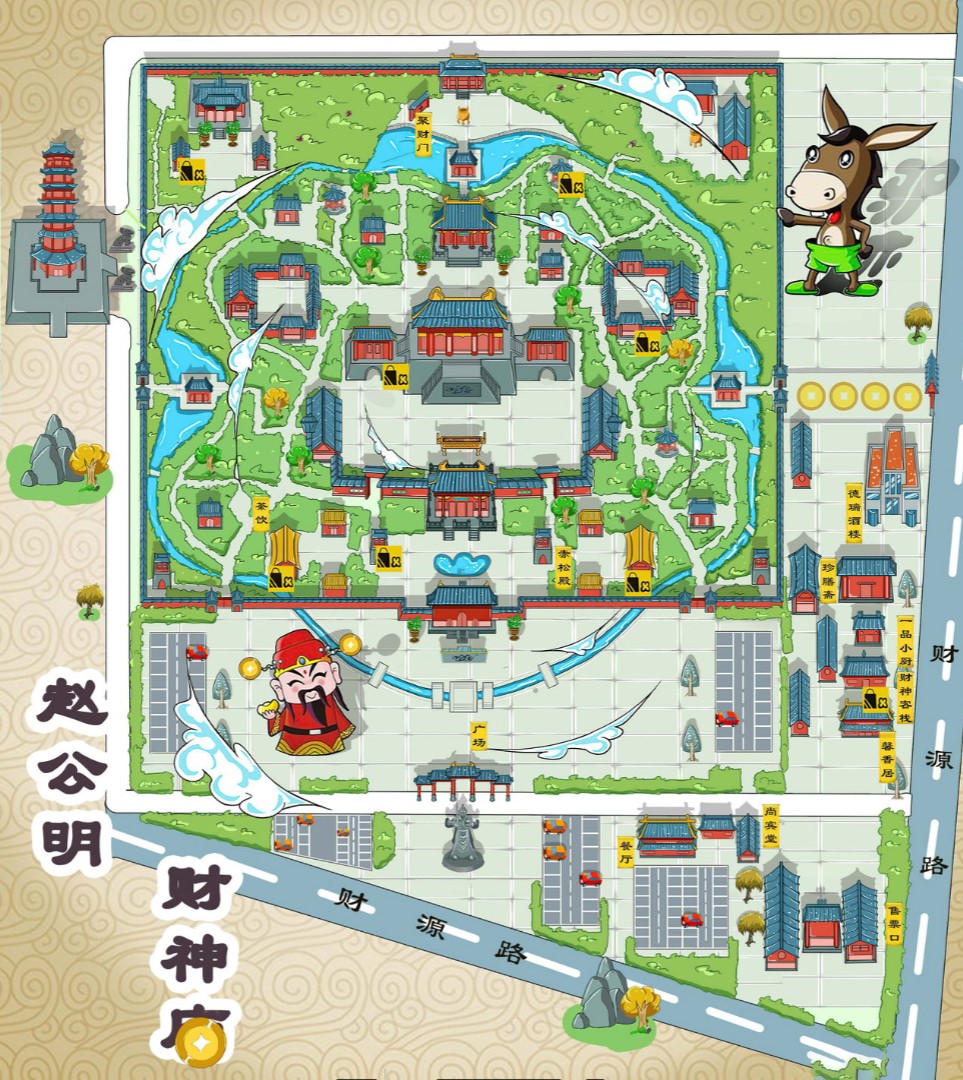 田东寺庙类手绘地图